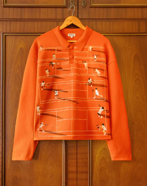 FINE KNIT TENNIS SWEATER - CLAY